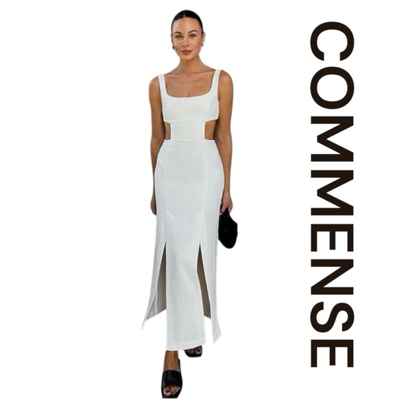 COMMENSE Italian Coast Cutout Maxi Dress in White, Size M. - Picture 1 of 9